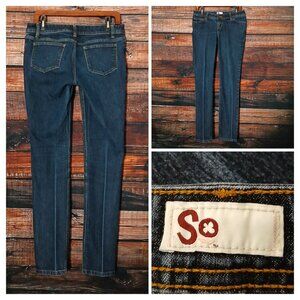 So Jeans Size 11 Low Rise Dark Wash Indigo Blue Denim Stretch